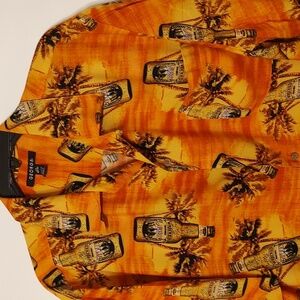 George Men's Tropical Orange Button Down Shirt